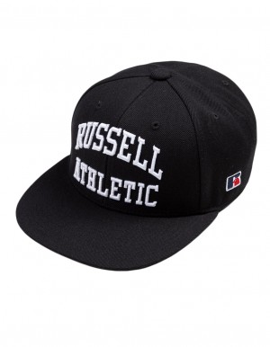 Russell Athletic Arch Logo Snap Back 3D Embroidered Accessories Caps Black | RCZXE-7562