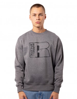 Russell Athletic Corp Inlay Logo Men Crew Neck Sweaters Grey | HIUYM-2784