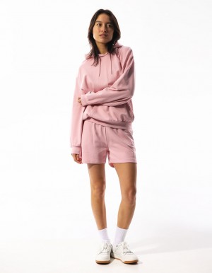 Russell Athletic Inlay Logo Unbrushed Women Hoodie Rose Pink | KVPLH-8120