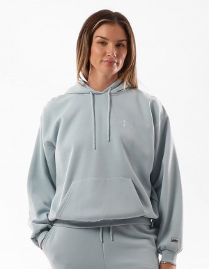 Russell Athletic Original Inlay Logo Women Hoodie Turquoise | QEYKC-1785