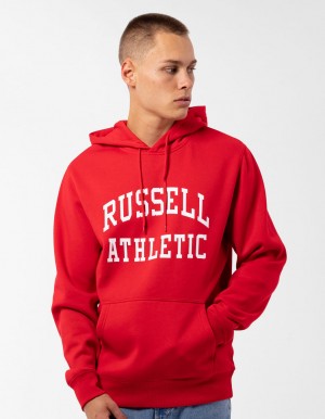 Russell Athletic Originals Arch Logo Men Hoodie Red | GOXWR-9184