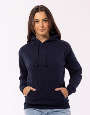 Russell Athletic Originals Embriodered Women Hoodie Navy | JQEBG-0734