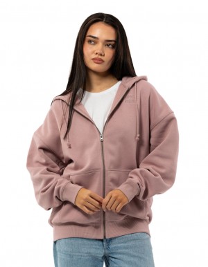 Russell Athletic Originals Embroidered Zip Through Women Hoodie Rose | ZKJVB-8275