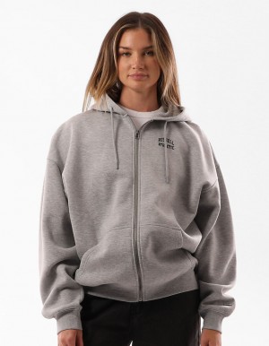 Russell Athletic Originals Embroidered Zip Through Women Hoodie Grey | KWXBL-2376