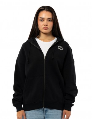 Russell Athletic Originals Embroidered Zip Through Women Hoodie Black | APZDH-6531