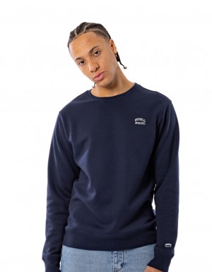 Russell Athletic Originals Small Arch Men Crew Neck Sweaters Navy | YJBLM-4095