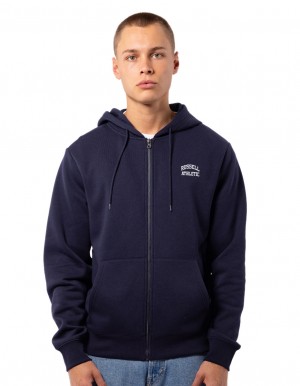 Russell Athletic Originals Small Arch Zip Men Jackets Navy | BQGNT-6187