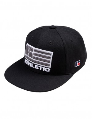 Russell Athletic Patriot Logo Snap Back 3D Embroidered Accessories Caps Black | IHPYS-2751