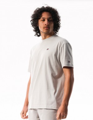 Russell Athletic R Logo Slouch Men T Shirts White | YUCMX-0372