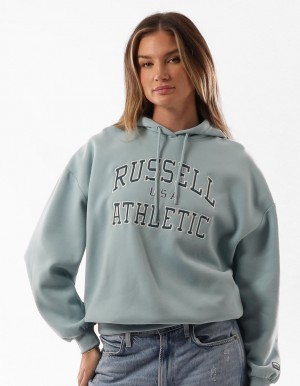 Russell Athletic Sierra Oversized Women Hoodie Turquoise | ZPQGI-5368