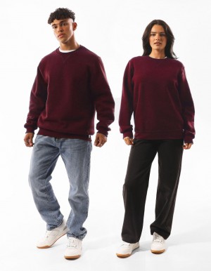 Russell Athletic Unisex Dri Men Crew Neck Sweaters Burgundy | EXBYG-4967