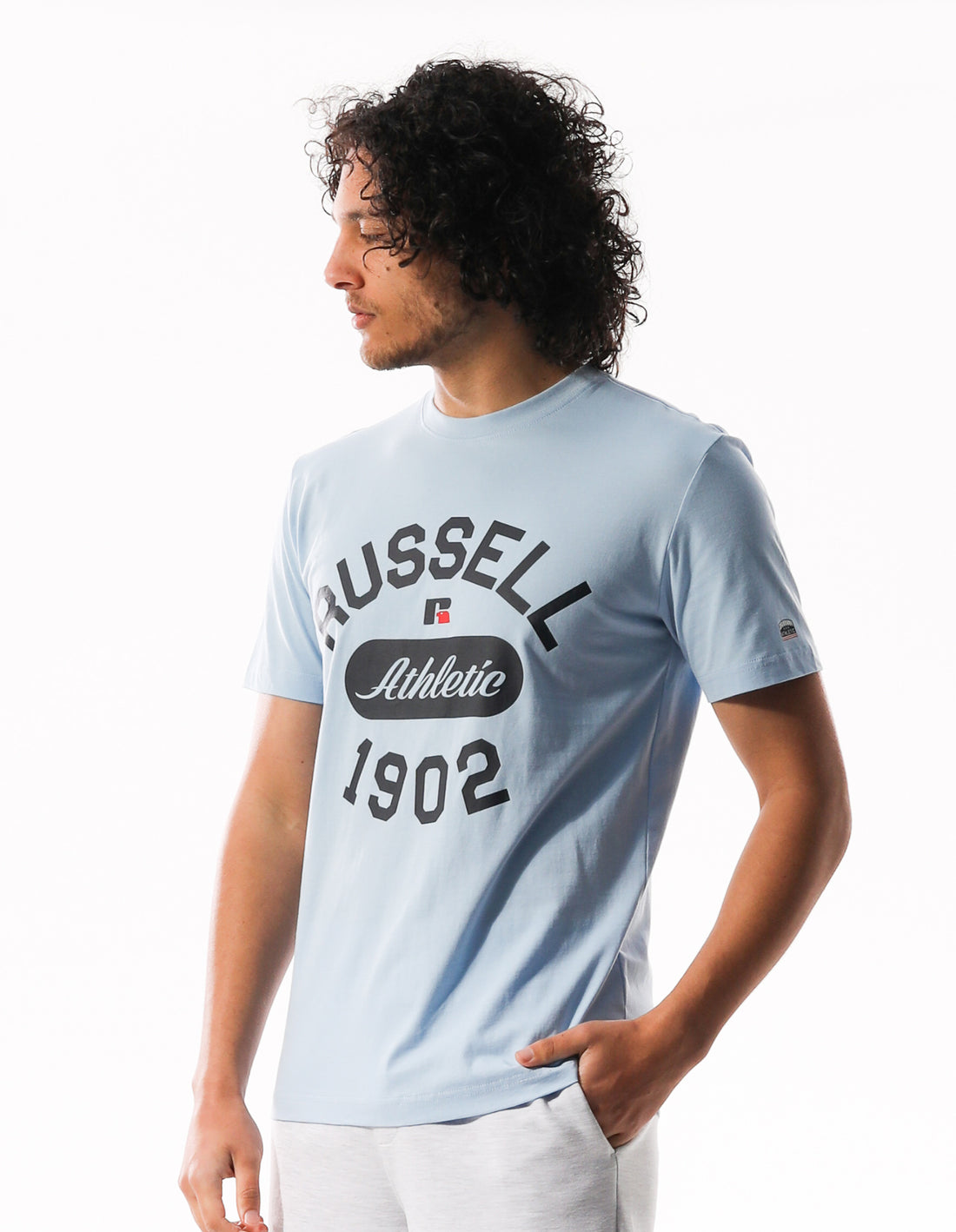 Russell Athletic 1902 Flock Men T Shirts Blue | JTVHM-4693