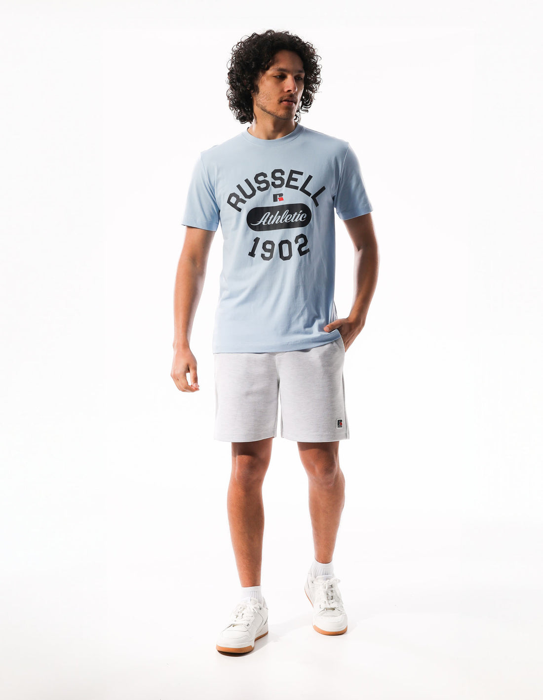 Russell Athletic 1902 Flock Men T Shirts Blue | JTVHM-4693