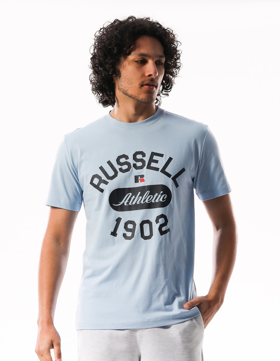 Russell Athletic 1902 Flock Men T Shirts Blue | JTVHM-4693