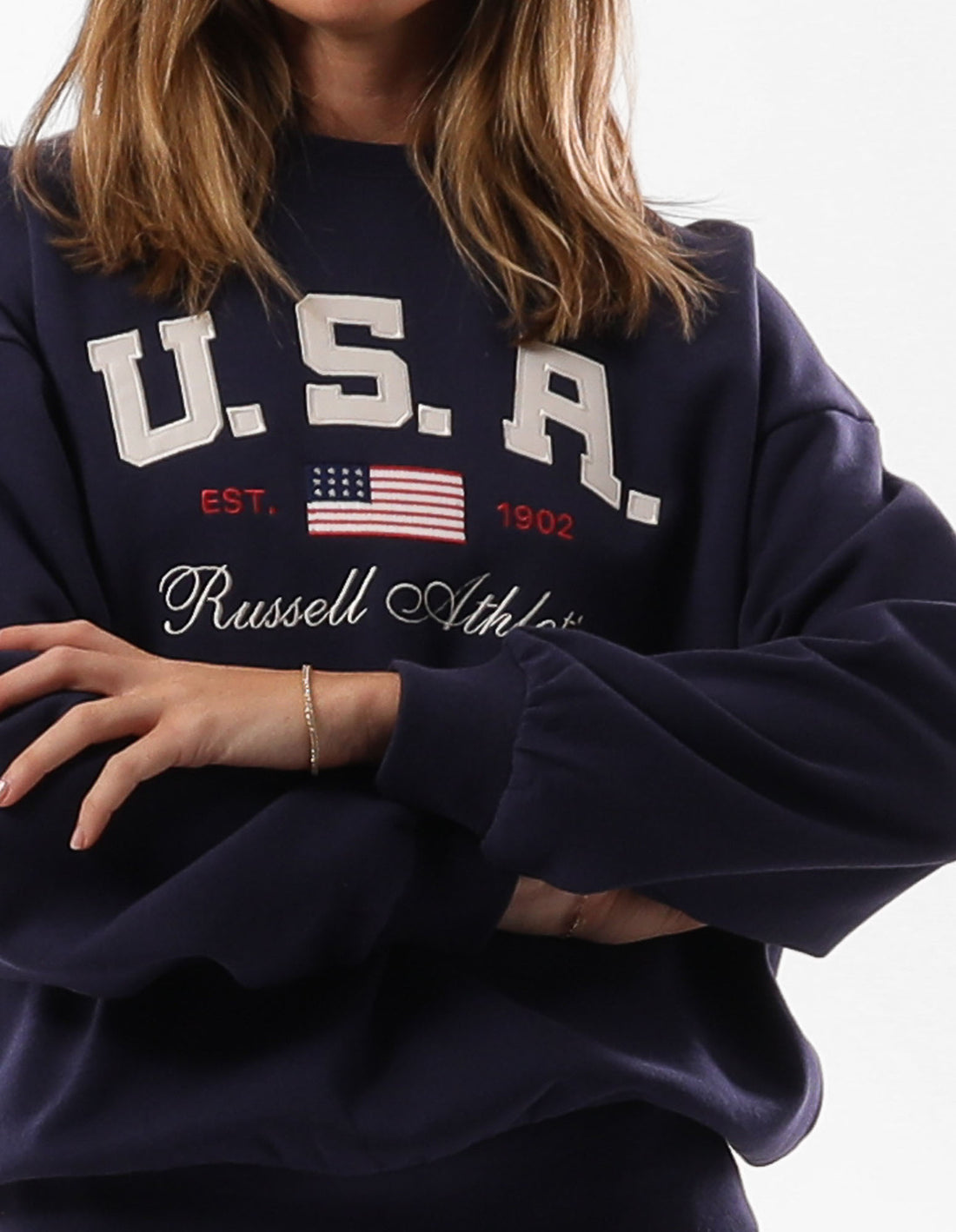 Russell Athletic 1902 Oversized Women Crew Neck Sweaters Blue | OFTLK-9863