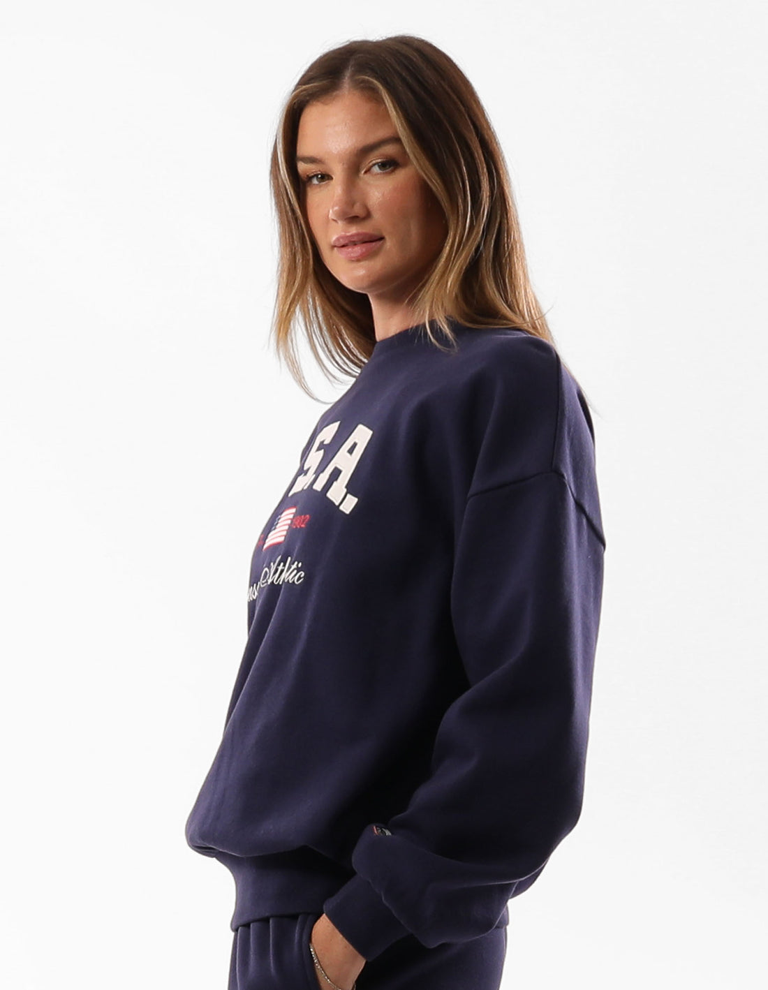 Russell Athletic 1902 Oversized Women Crew Neck Sweaters Blue | OFTLK-9863