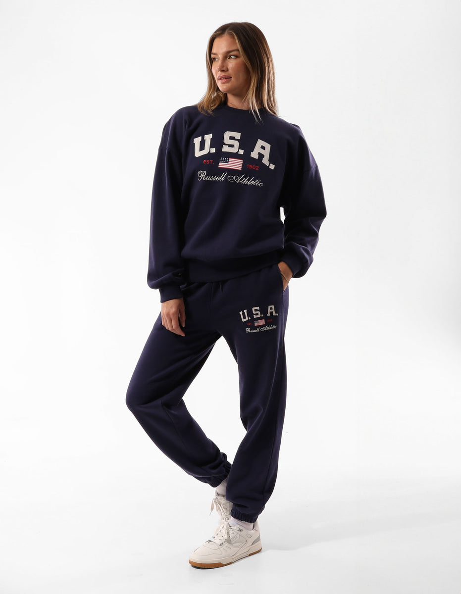 Russell Athletic 1902 Oversized Women Crew Neck Sweaters Blue | OFTLK-9863