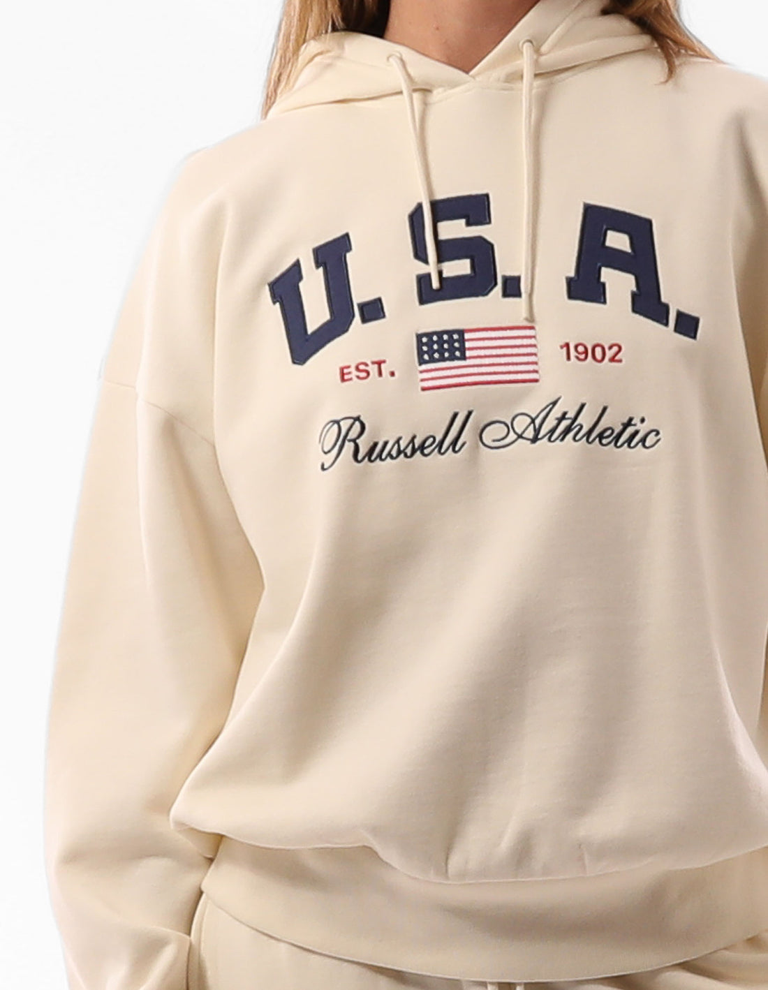 Russell Athletic 1902 Oversized Women Hoodie Beige | BLHFD-0819