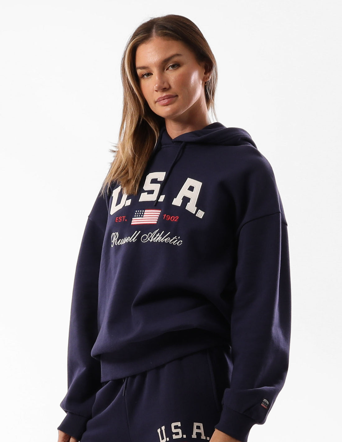 Russell Athletic 1902 Oversized Women Hoodie Blue | UIRCK-2708