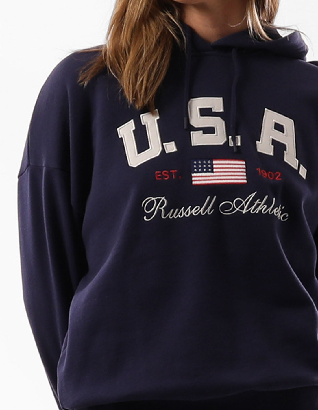 Russell Athletic 1902 Oversized Women Hoodie Blue | UIRCK-2708