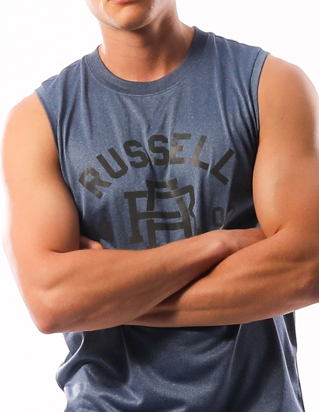 Russell Athletic Active Muscle Men T Shirts Navy | KLGQO-6352