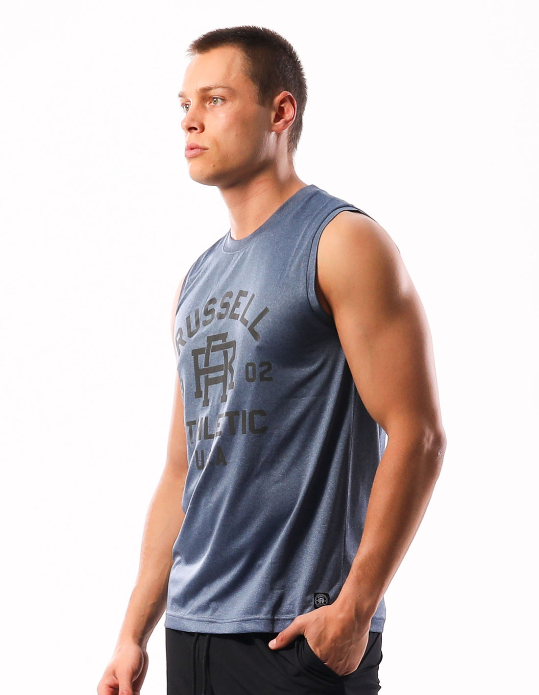 Russell Athletic Active Muscle Men T Shirts Navy | KLGQO-6352