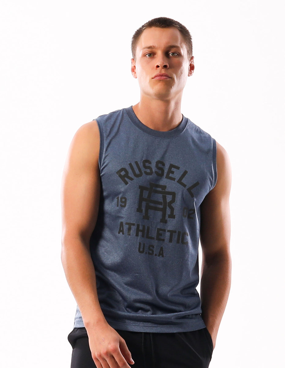 Russell Athletic Active Muscle Men T Shirts Navy | KLGQO-6352