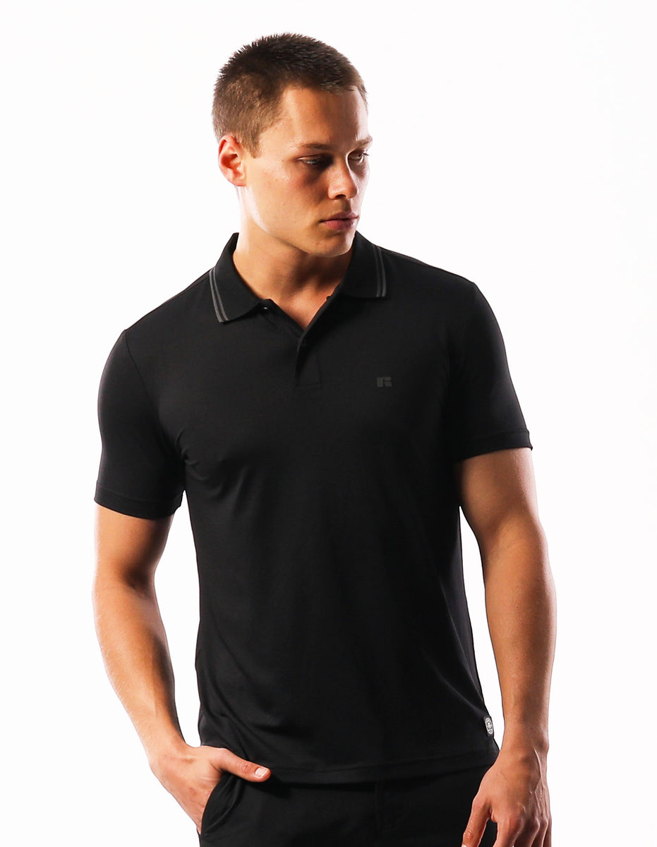 Russell Athletic Active Polo Men T Shirts Black | GLAWZ-6230