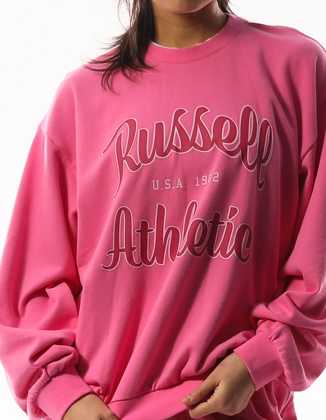 Russell Athletic Annie Oversized Women Crew Neck Sweaters Pink | ULIEY-3246