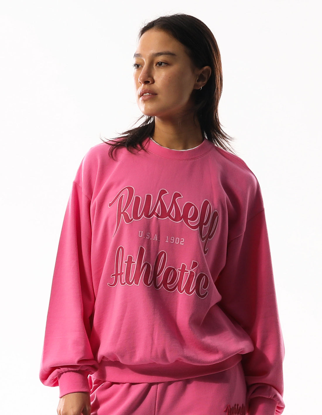 Russell Athletic Annie Oversized Women Crew Neck Sweaters Pink | ULIEY-3246