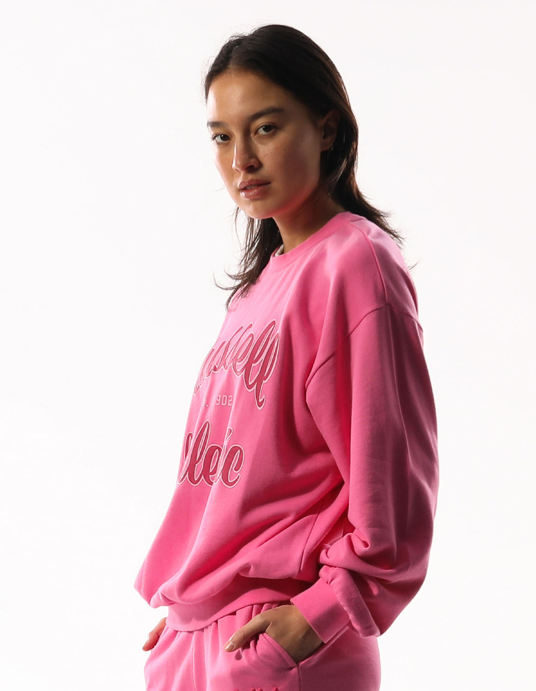 Russell Athletic Annie Oversized Women Crew Neck Sweaters Pink | ULIEY-3246