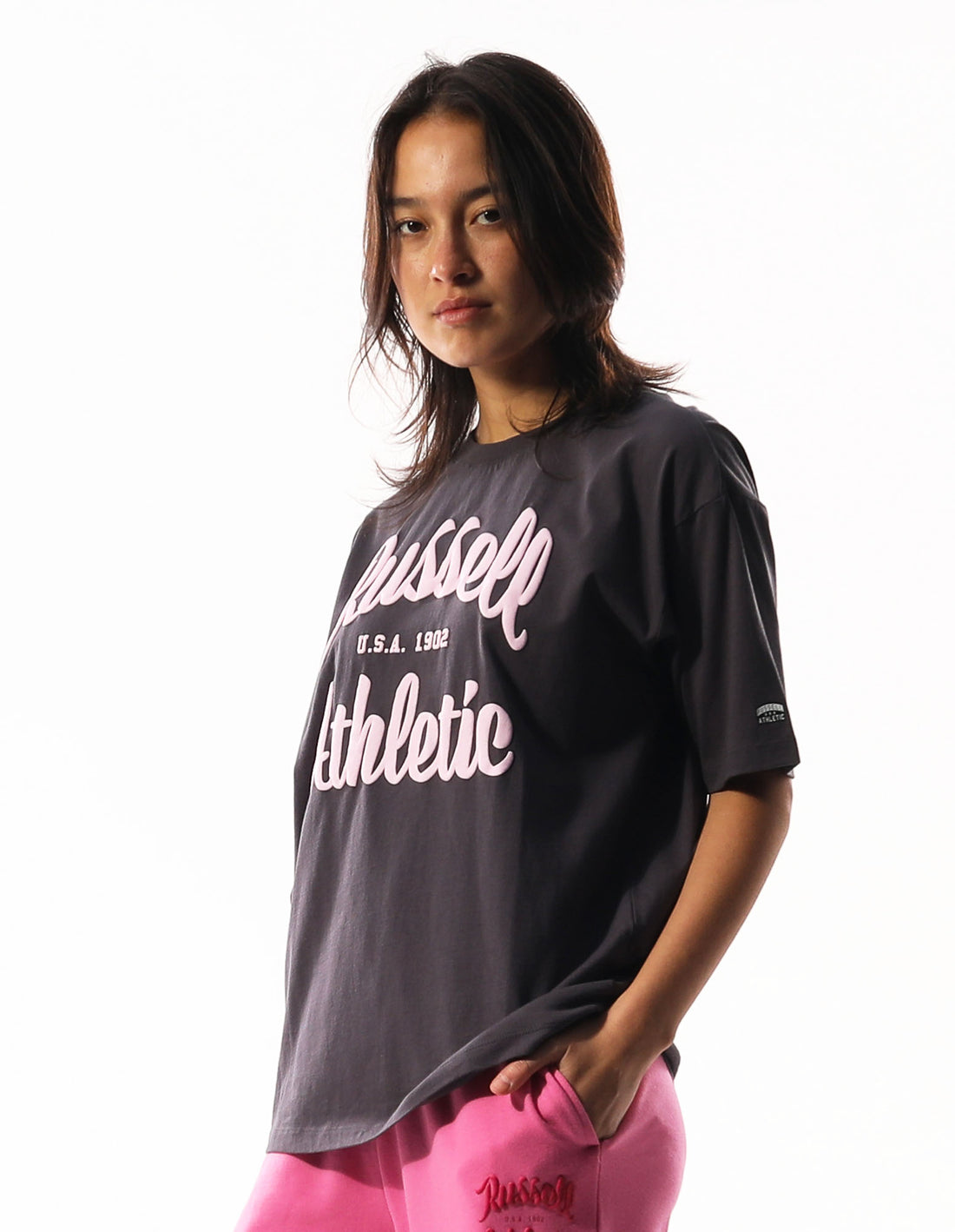 Russell Athletic Annie Oversized Women T Shirts Dark Grey | DQJIY-9804