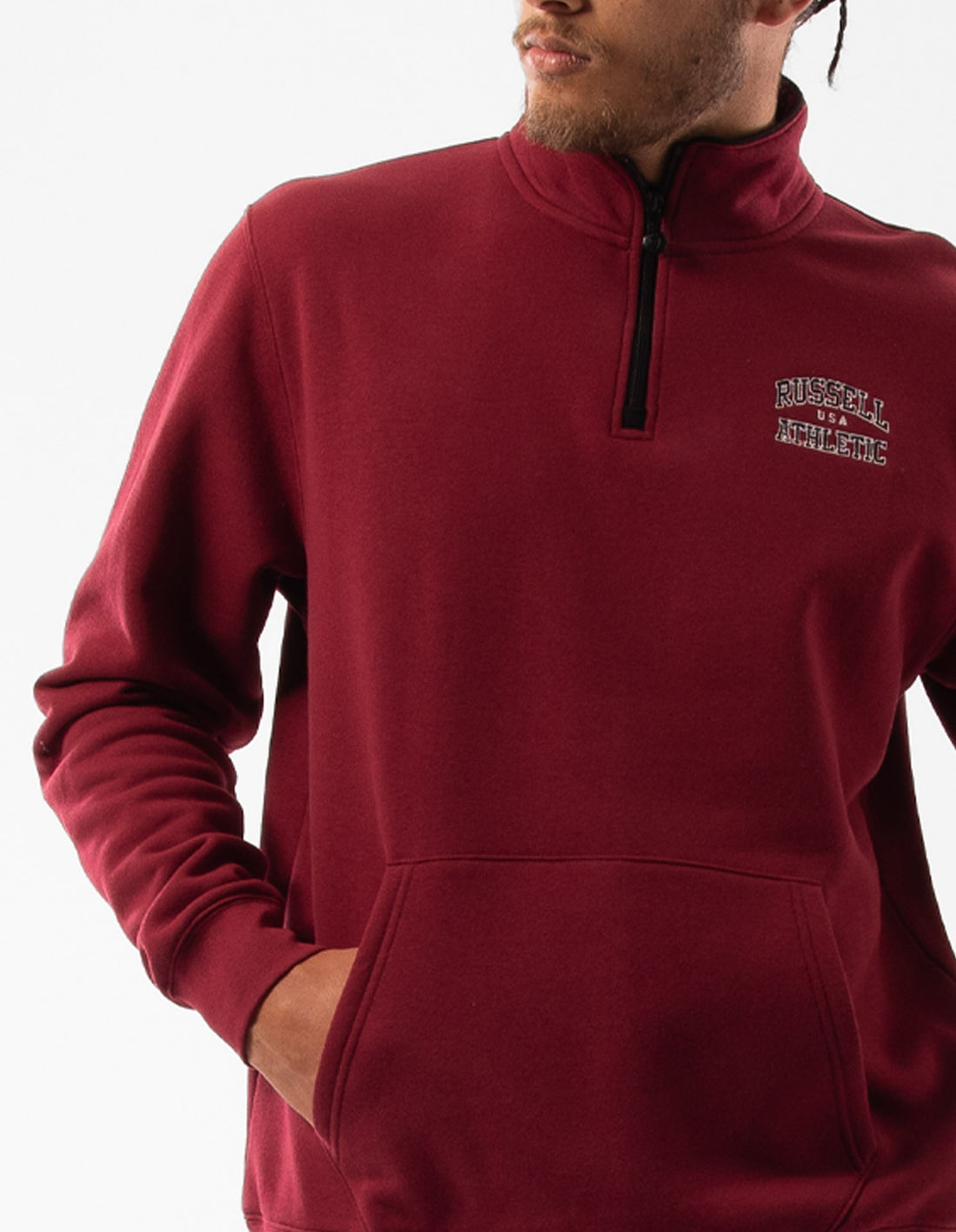 Russell Athletic Arch 1/4 Zip Men Top Burgundy | XADOI-6598