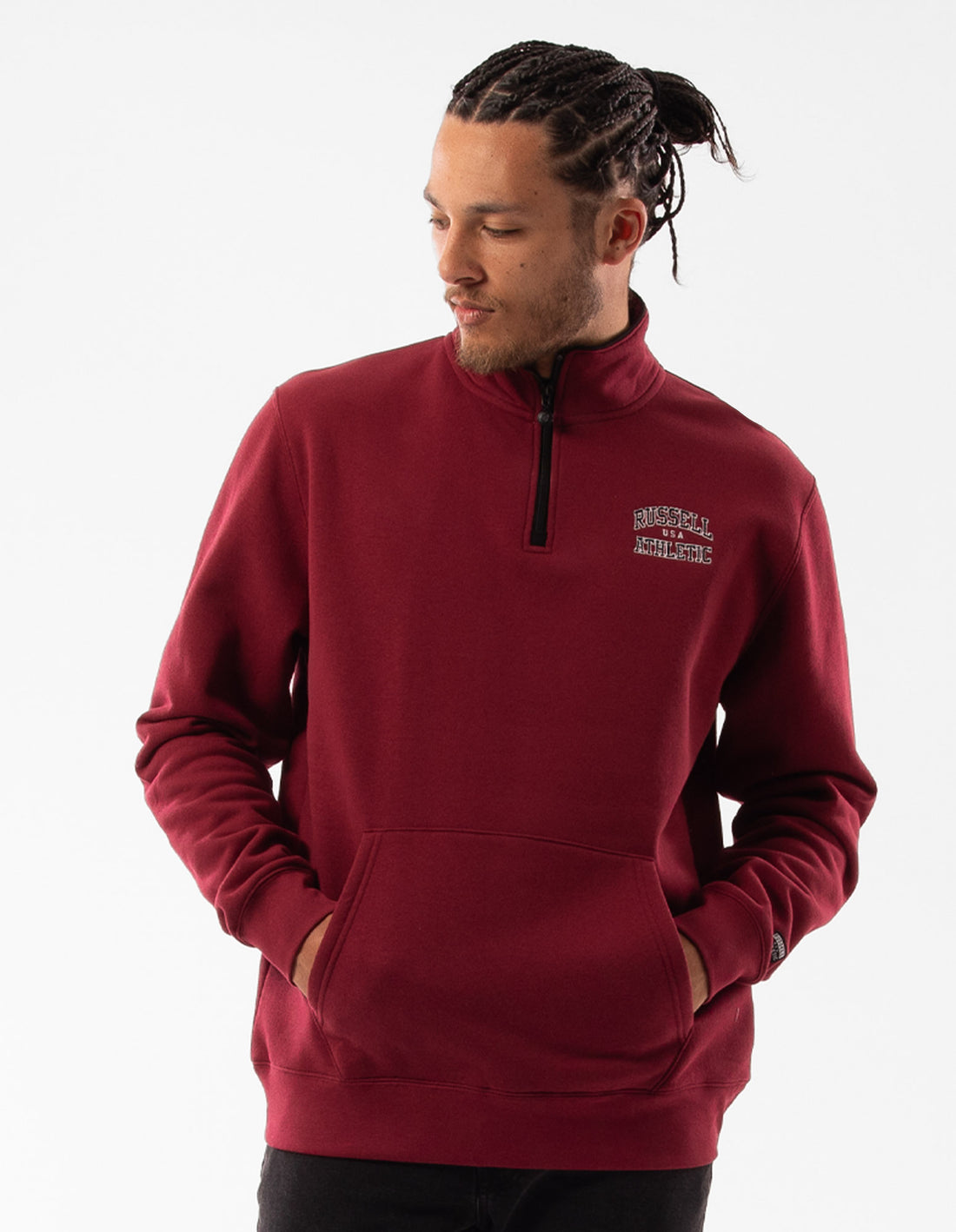 Russell Athletic Arch 1/4 Zip Men Top Burgundy | XADOI-6598