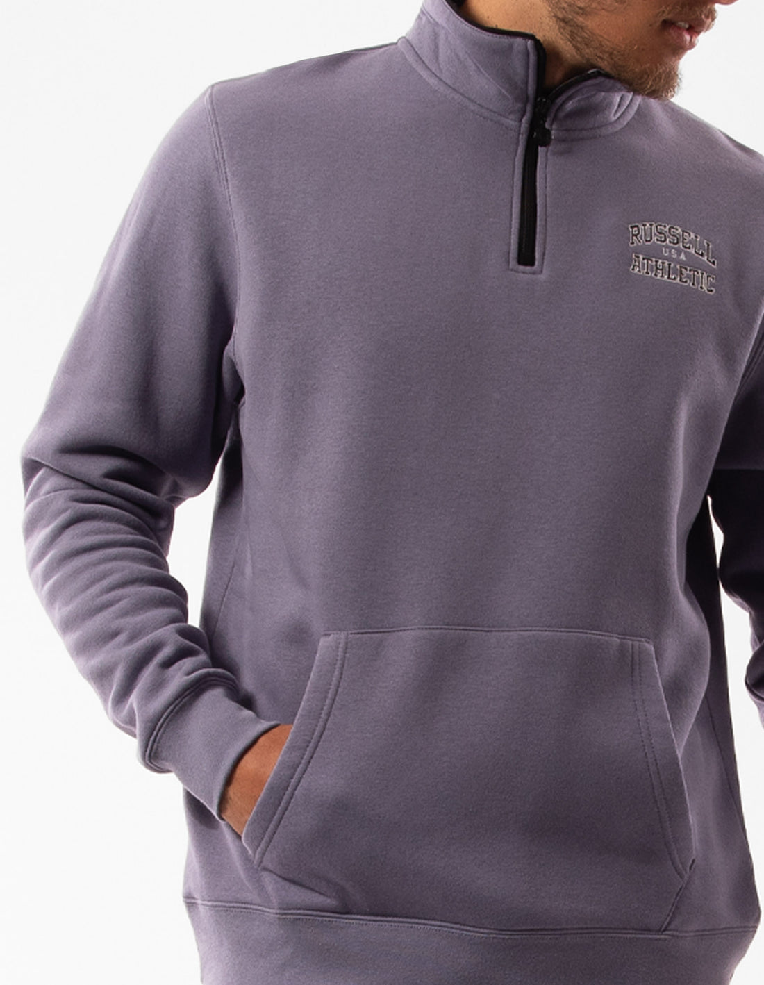 Russell Athletic Arch 1/4 Zip Men Top Purple | HRLPD-8930