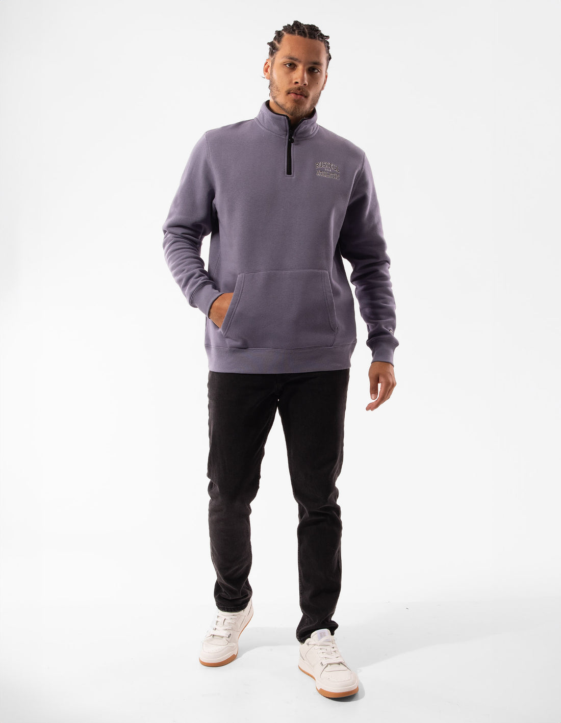 Russell Athletic Arch 1/4 Zip Men Top Purple | HRLPD-8930