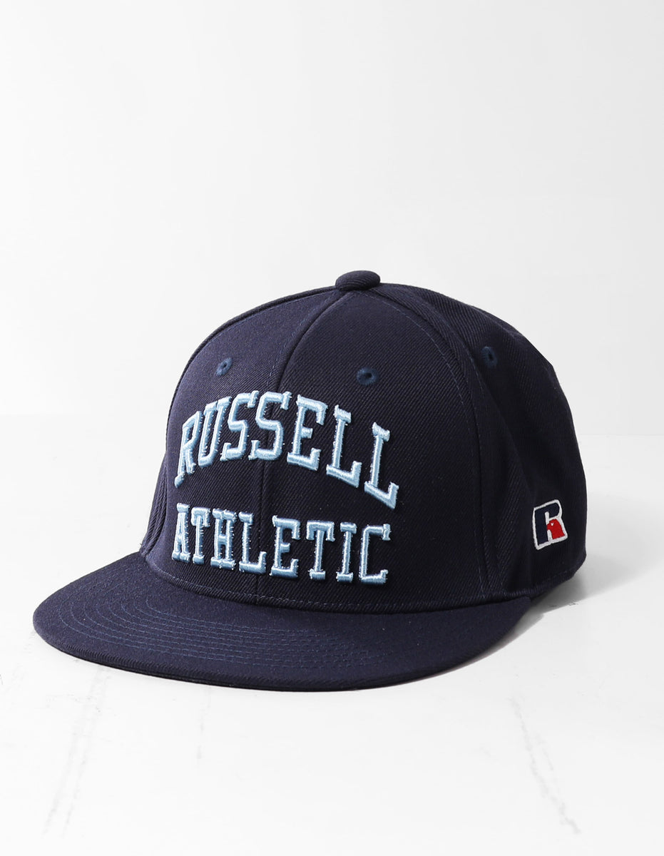 Russell Athletic Arch Logo Snap Back 3D Embroidered Accessories Caps Navy | EVSGX-6480