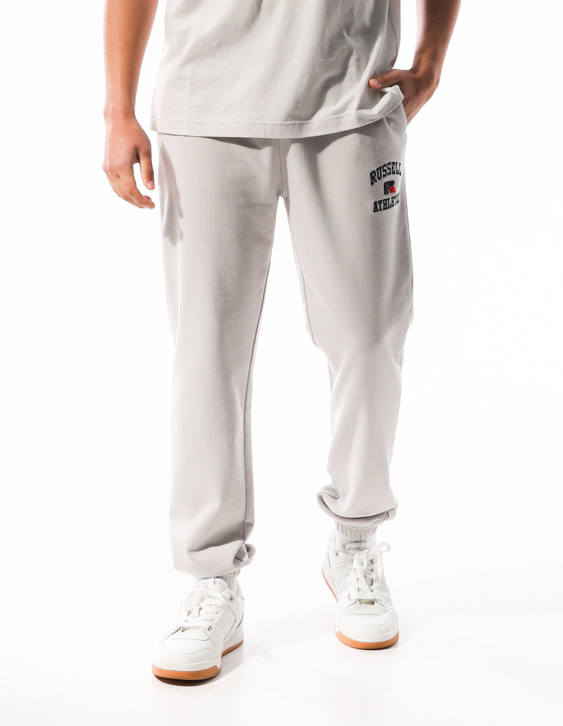 Russell Athletic Arch Logo Stripe Men Track pants White | KUHQI-2531