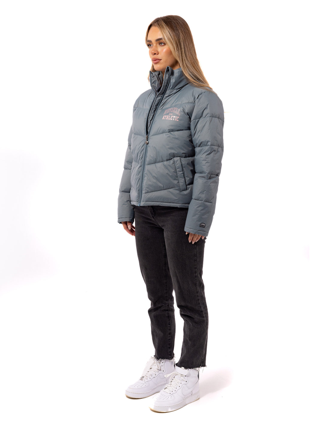 Russell Athletic Arch Logo Women Puffer Jacket Indigo | RDKON-9065