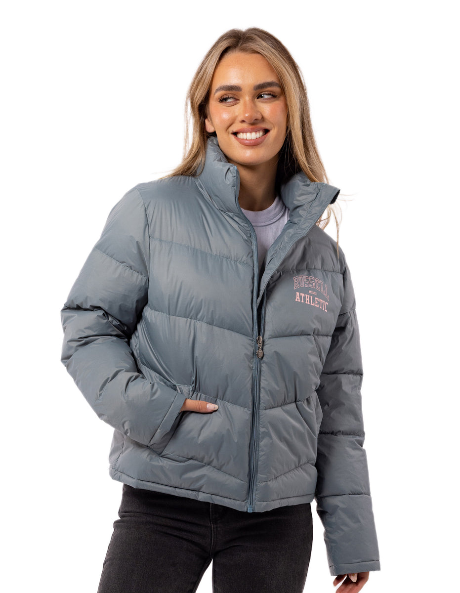 Russell Athletic Arch Logo Women Puffer Jacket Indigo | RDKON-9065