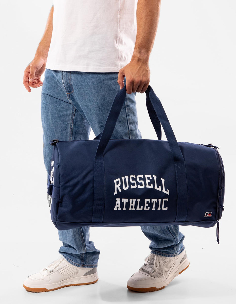 Russell Athletic Arched Logo Barrel Accessories Bags & Backpacks Navy | AMZSU-1795