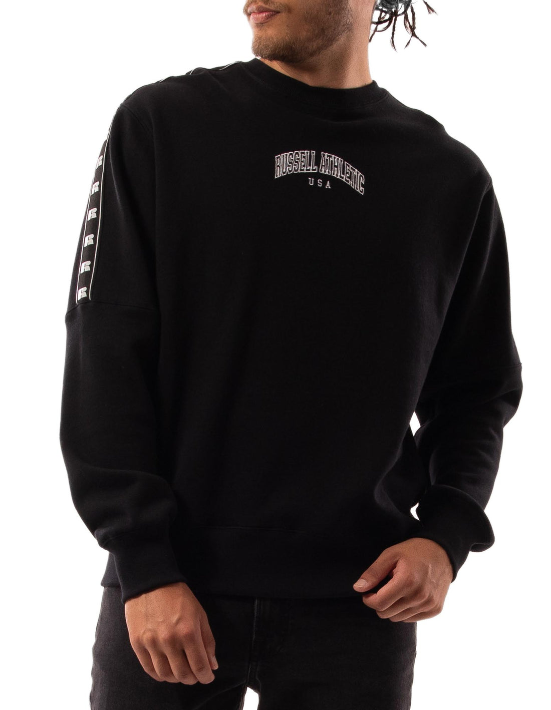 Russell Athletic Batten Men Crew Neck Sweaters Black | JGTFC-3126