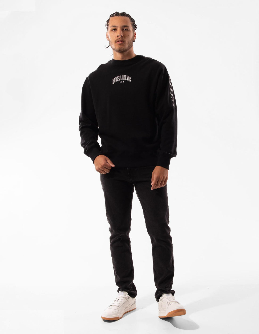 Russell Athletic Batten Men Crew Neck Sweaters Black | JGTFC-3126