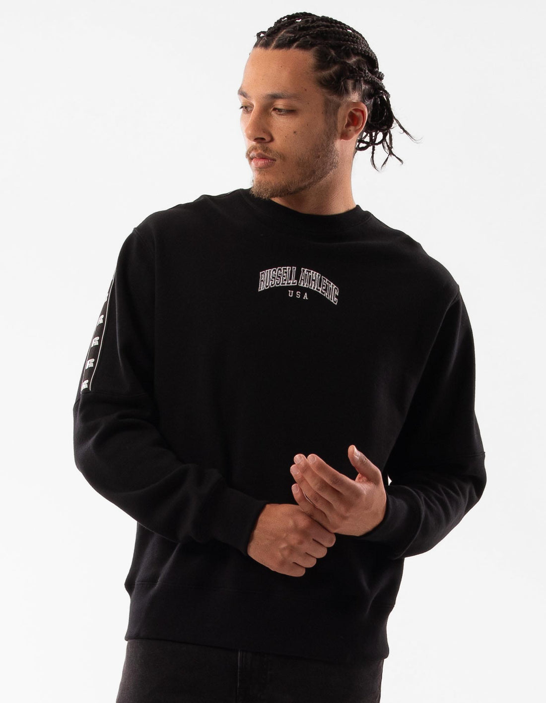 Russell Athletic Batten Men Crew Neck Sweaters Black | JGTFC-3126