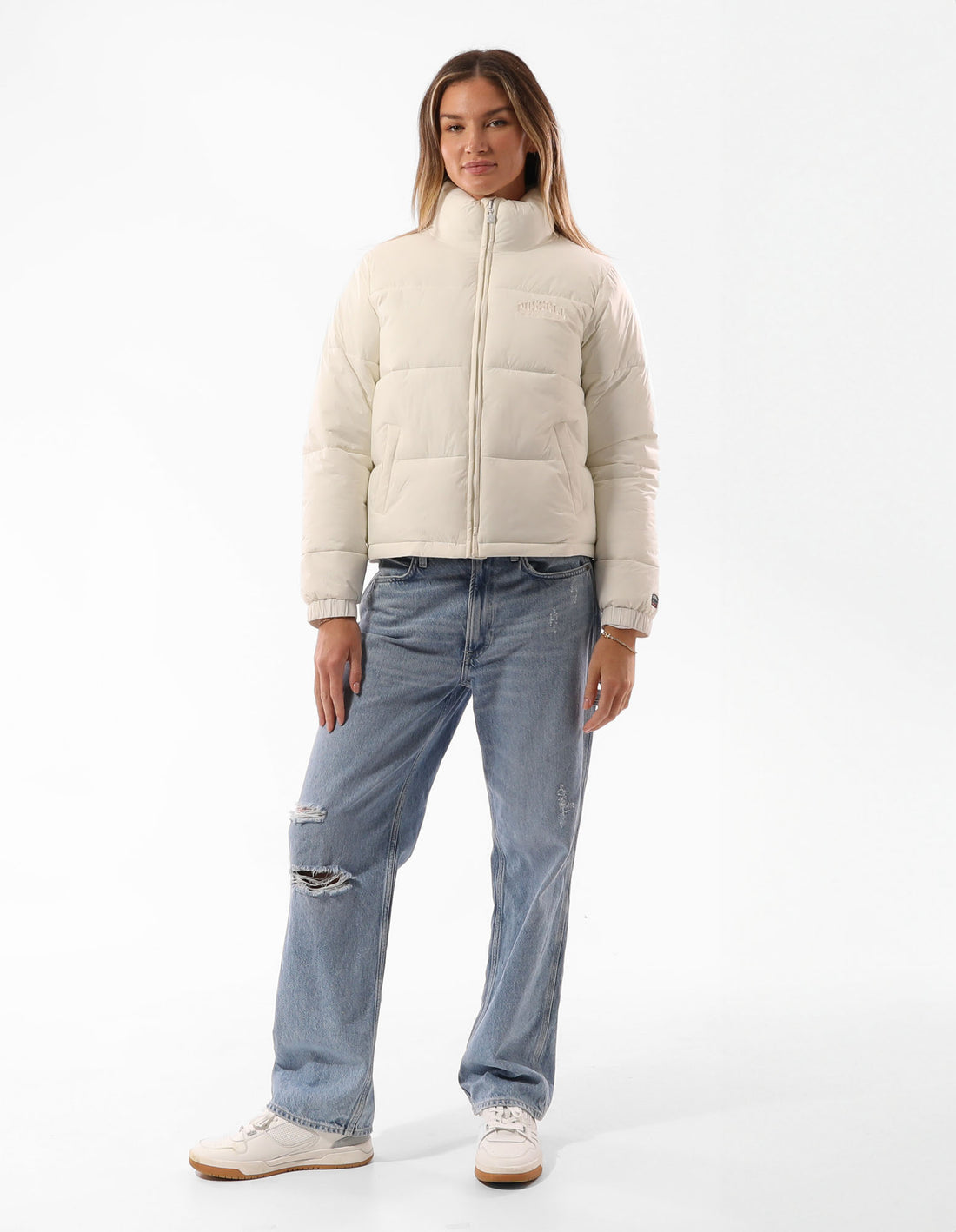 Russell Athletic Belle Cropped Women Puffer Jacket Beige | ONMTL-2104