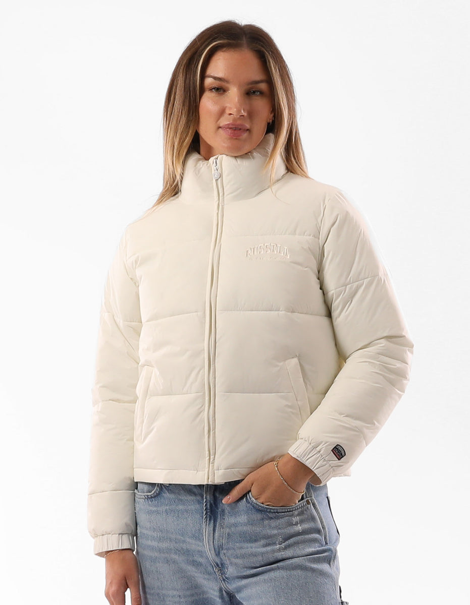 Russell Athletic Belle Cropped Women Puffer Jacket Beige | ONMTL-2104