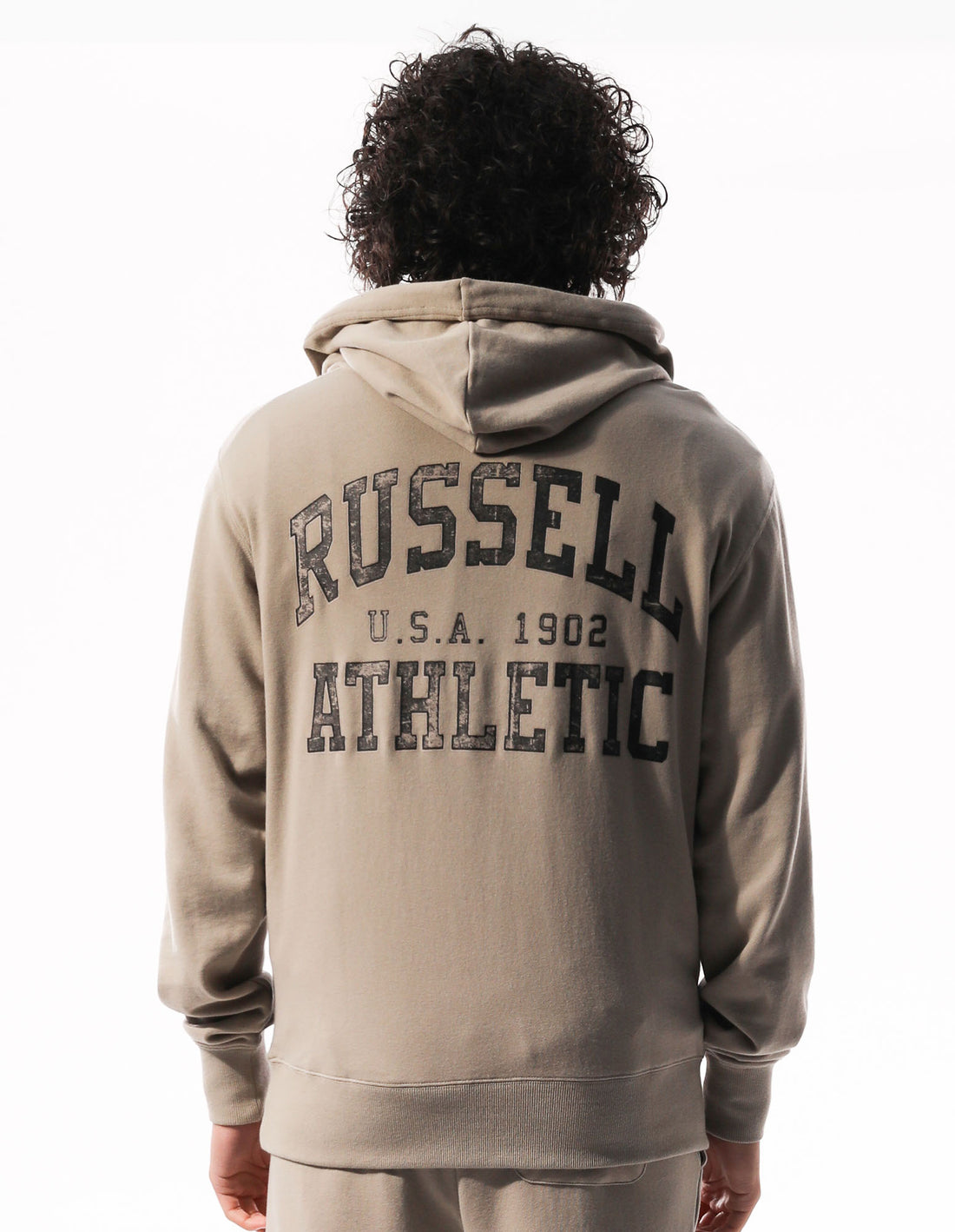 Russell Athletic Big Arch Distressed Men Hoodie Khaki | RLFGQ-1947