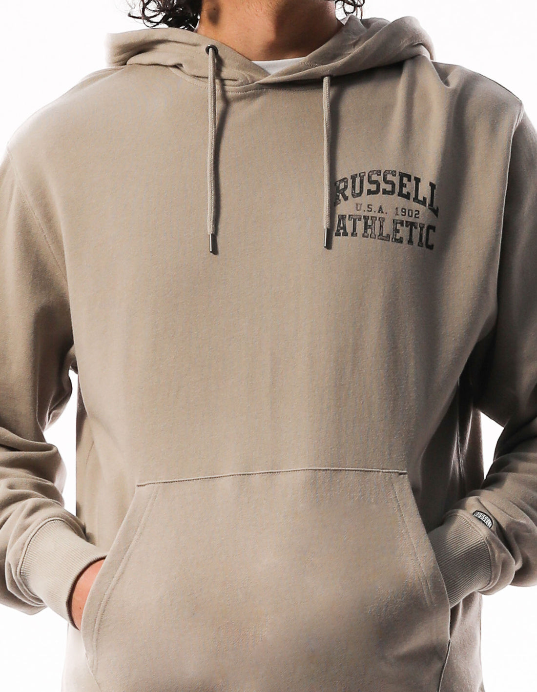 Russell Athletic Big Arch Distressed Men Hoodie Khaki | RLFGQ-1947