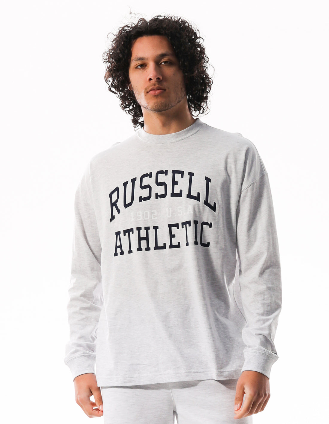 Russell Athletic Big Arch Outline Long Sleeve Men T Shirts Light Grey | VMQHF-4195