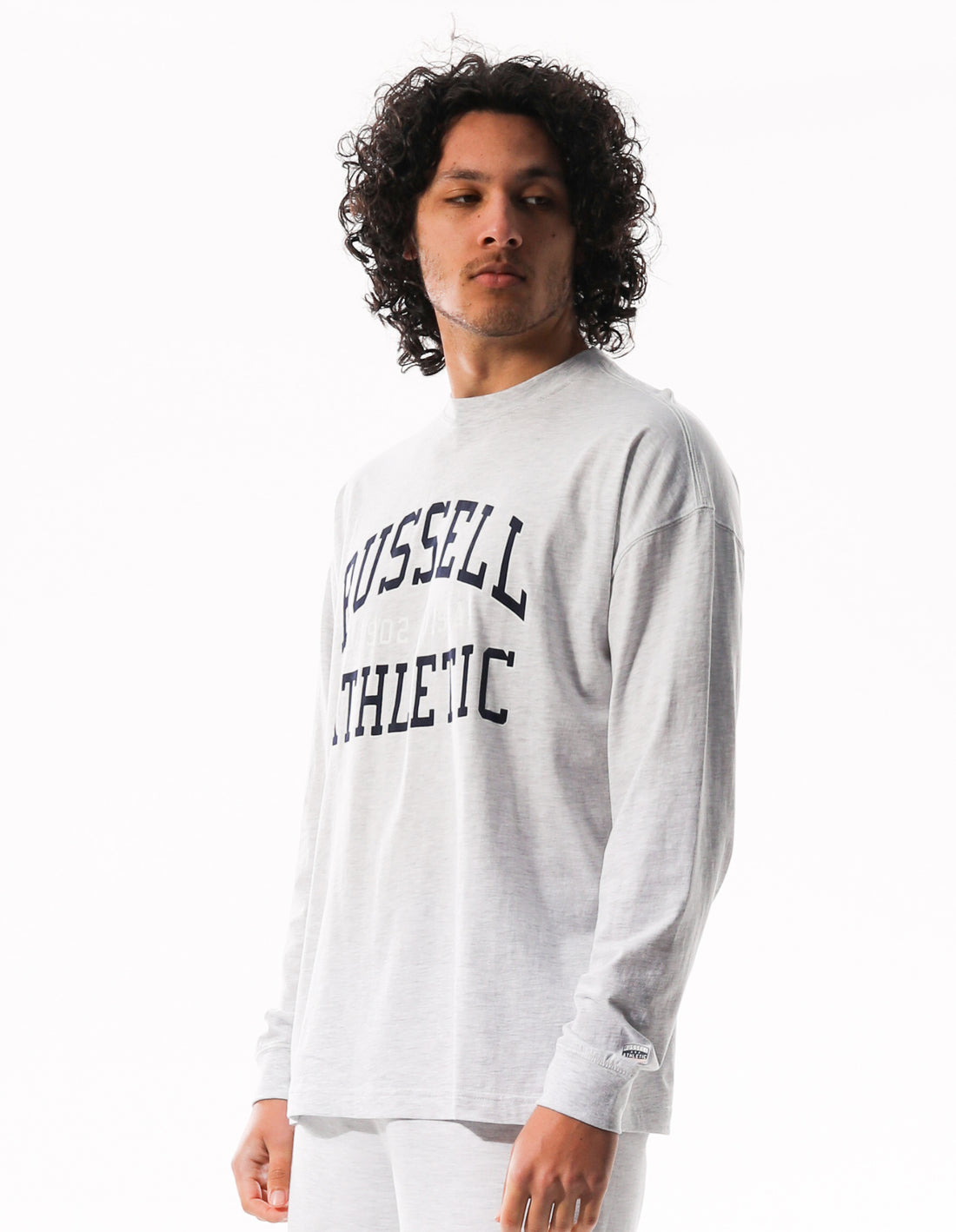 Russell Athletic Big Arch Outline Long Sleeve Men T Shirts Light Grey | VMQHF-4195